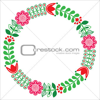 Finnish floral folk art round pattern - Nordic, Scandinavian style