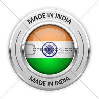 Silver medal Made in India with flag