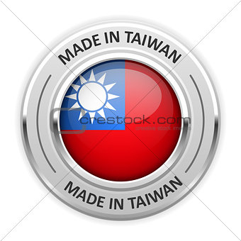 Silver medal Made in Taiwan with flag