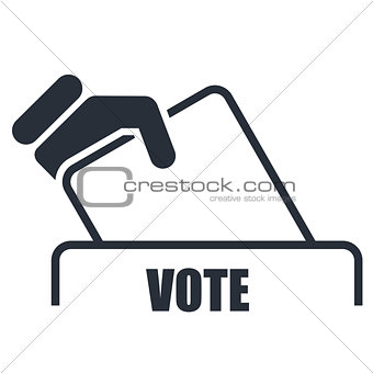 Hand with voting bulletin icon - election box