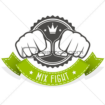 Mix Fight club emblem with two fists and banner