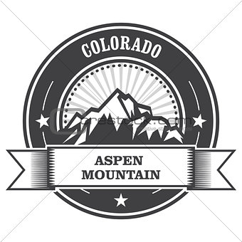 Aspen, Colorado - mountain peak round stamp 