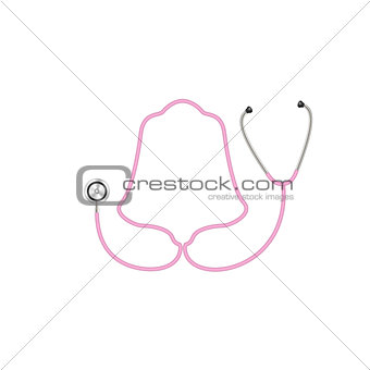 Stethoscope in shape of bell in pink design