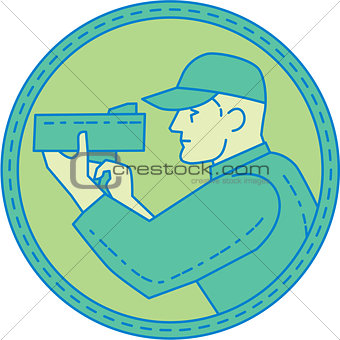 Policeman Speed Radar Gun Circle Mono Line