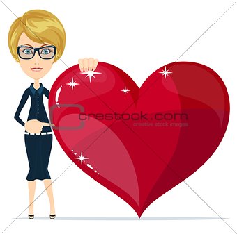 Portrait of Beautiful woman with red heart in hand