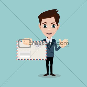 businessman holding an envelope with a letter.