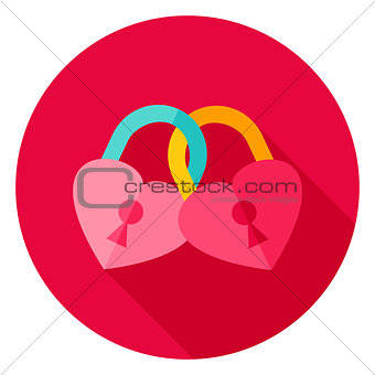 Hearts Padlock Circle Icon