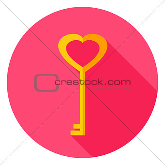 Love Key Circle Icon