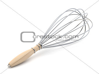 Wire whisk with wooden handle. 3D