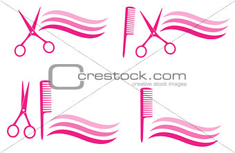 set of design elements for hair salon
