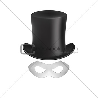Gentleman hat and eye mask in white design
