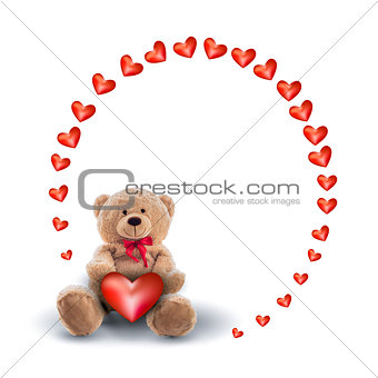 red heart and a teddy bear