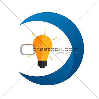 Idea Bulb Flat Icon with Long Shadow, Vector Illustration