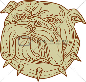 Bulldog Dog Mongrel Head Collar Mono Line