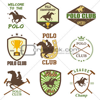 Set of vintage horse polo club labels