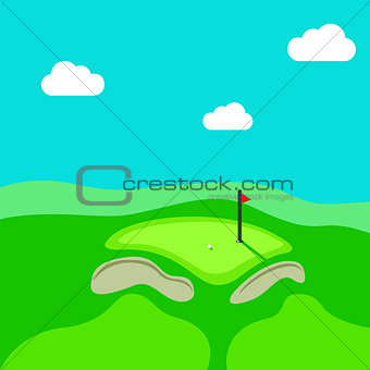 Golf hole vector green tee background illustration