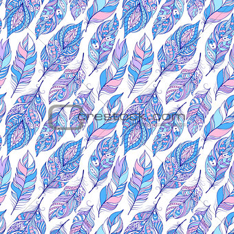pattern with colorful abstract feathers