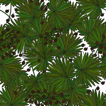 Tropical island seamless pattern. Palm leaves, jungle