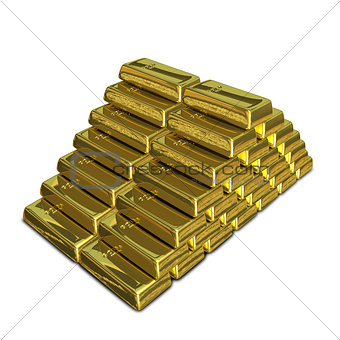 3D Illustration of a Stack of of Gold Bullion