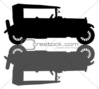 Black silhouette of a vintage convertible
