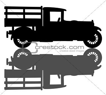 Black silhouette of a vintage truck
