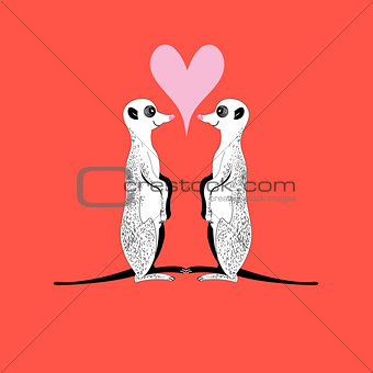 Vector meerkats in love