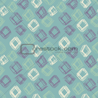 Hand drawn vector seamless pattern. Grunge abstract background. Repeating green geometric texture. Vector illustration.
