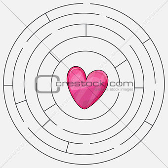 Love heart maze or labyrinth valentines day