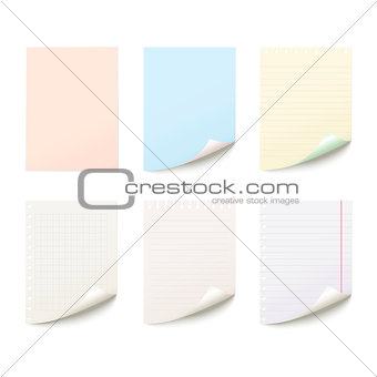 Set of different notepad sheet