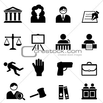 Law, legal, justice icon set