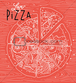 Poster love pizza coral