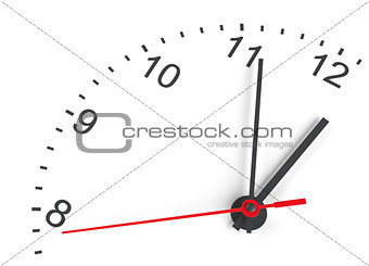 Close-up clock face. Isolated