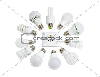 LED lamps and compact fluorescent lamps around socket outlet