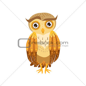 Sceptic Owl Cute Cartoon Character Emoji With Forest Bird Showing Human Emotions And Behavior