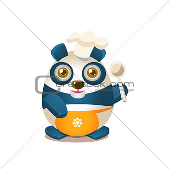 Cute Panda Activity Illustration With Humanized Cartoon Bear Character In Cook Outfit
