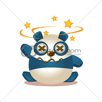 Cute Panda Activity Illustration With Humanized Cartoon Bear Character Seeing Stars Before Eyes