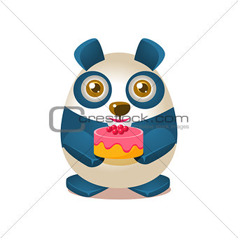 Cute Panda Activity Illustration With Humanized Cartoon Bear Character Holding A Cake