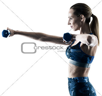 woman fitness weights excercises silhouette