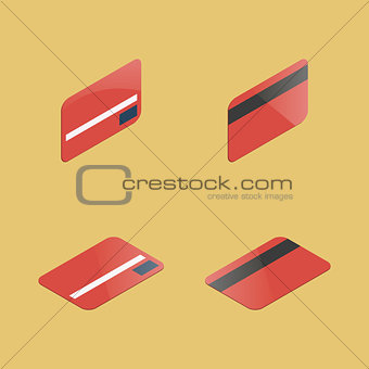 Set of plastic cards, vector illustration.