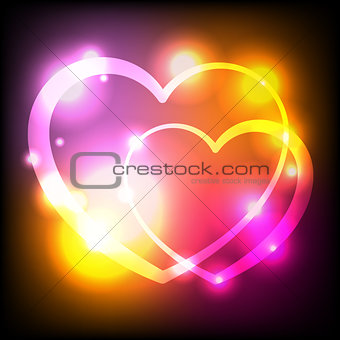 Glowing Lights Hearts Background Illustration