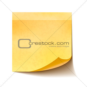 Realistic yellow sticky note on white background