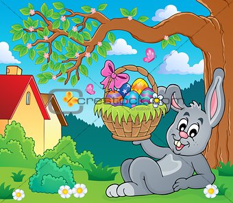 Bunny holding Easter basket theme 6