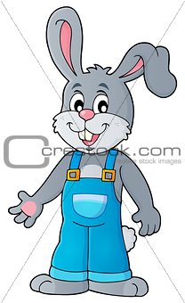 Happy bunny in overalls