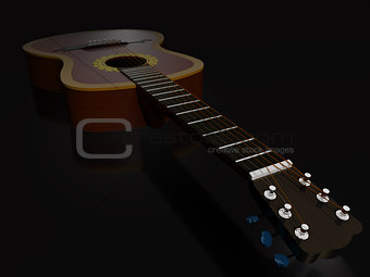 Acoustic guitar on a dark background