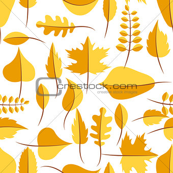 Autumn yellow withered leaves seamless pattern.