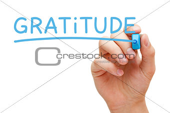 Gratitude Handwritten With Blue Marker