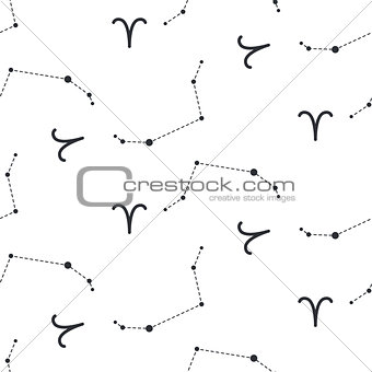 Aries constellation seamless vector pattern.