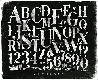 Vintage gothic alphabet chalk
