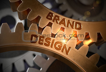 Brand Design Concept. Golden Cogwheels. 3D Illustration.