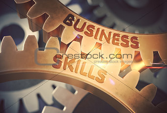 Business Skills on the Golden Gears. 3D Illustration.